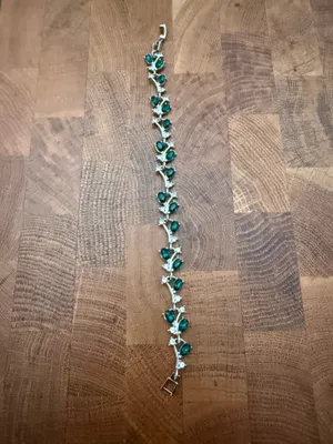 Emerald Green and Silver Tennis Bracelet 7’ thumbnail 4