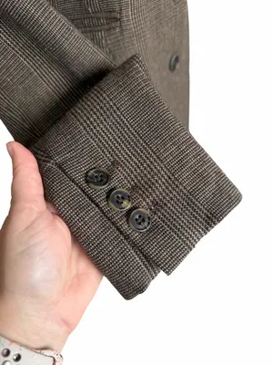 Peruvian Connection Marlowe Wool Blend Plaid Blazer Jacket Brown Size 6 thumbnail 6