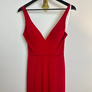 MAC DUGGAL Plunge Neck High Slit Gown in Red Size US 0 thumbnail 4