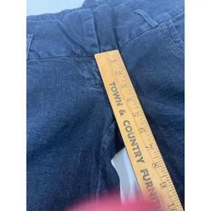 ELLE Dark‎ Wash Women Jeans Trousers Wide Flare Leg Cropped Low Rise Size 4 thumbnail 8