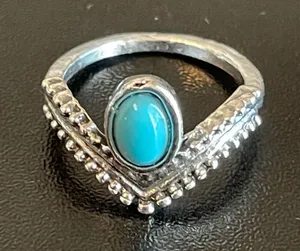 Turquoise stone princess crown ring size 5 thumbnail 1
