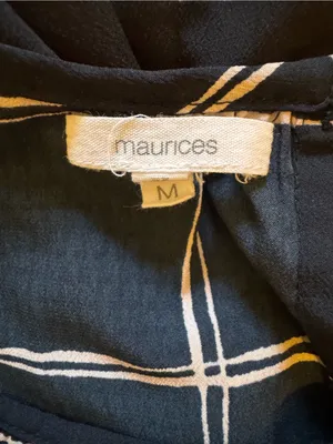 Maurice’s Black Ecru Leighton Windowpane Long Sleeve Keyhole Neck Blouse Medium thumbnail 5