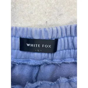 White Fox Sweat‎ Shorts Womens L Blue Rainbow Logo Drawstring Loungewear Cozy thumbnail 2