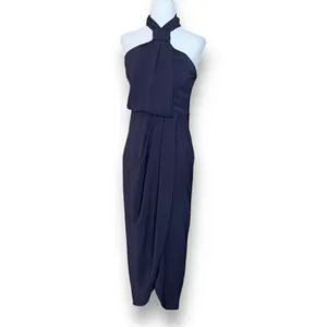 Shona Joy Revolve‎ Knot Draped Halter Dress Navy Blue Maxi 4 Cocktail Formal thumbnail 2