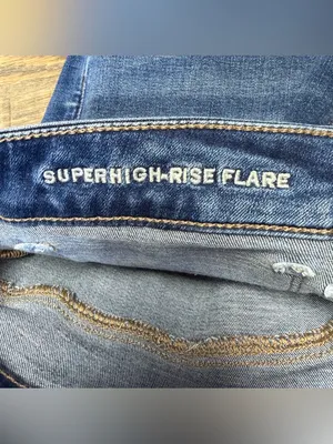 American Eagle Super High Rise Flare Jeans Womens 14 Short Next Level Stretch thumbnail 11