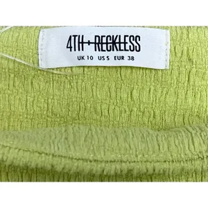 Nordstrom Y2K Slip Midi Dress Womens Small Lime Green Smocked Crinkle Summer Fairy NWT thumbnail 6
