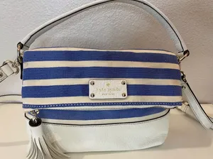 Kate Spade Maria Southport Ave Blue&White Leather‎ Crossbody Bag thumbnail 1