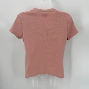 Universal Standard Universal Thread Top Womens XL Pink Rib Knit Button Front Tee Fitted Short Slv thumbnail 3