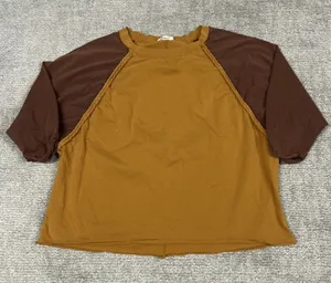 Oli & Hali Shirt Womens Large Oversized Boho Top Yellow Gold Brown Festival thumbnail 1