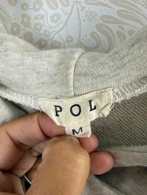 POL Cream & Gray Oversized Boho Stripe Cowl Neck Lace-up Hoodie - Size - Medium thumbnail 4