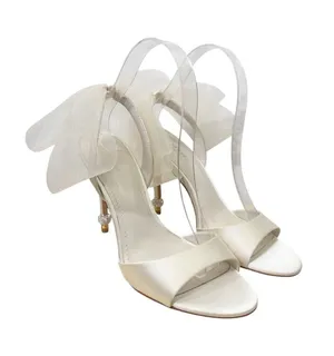TED BAKER Harinaa Satin Organza Bow Sandal Heels Size 40 thumbnail 1