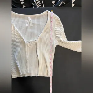 DREAMERS by Debut Cream Long Sleeve Ribbed Cardigan Cover Up Tie Women’s S EUC thumbnail 7