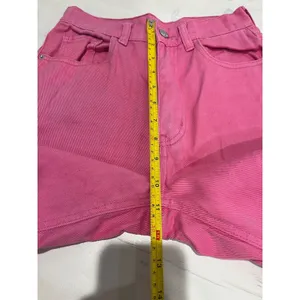 SHEIN Pink Wide Leg Jeans High Waist Frayed‎ Hem Raw Edge Size 25 Cotton thumbnail 5