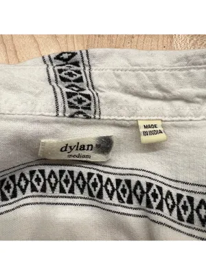 Dylan Boho Coastal Nomad Stripe Tunic Top Beach Cover-up White Black Size Medium thumbnail 8