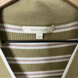 Favorite Daughter‎ Green Striped Polo Knit Dress Short Sleeve Womens Size L thumbnail 5