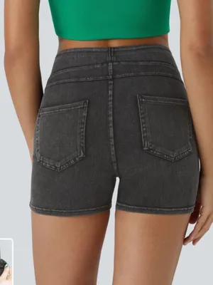 NWOT Halara high waisted denim shorts black thumbnail 2