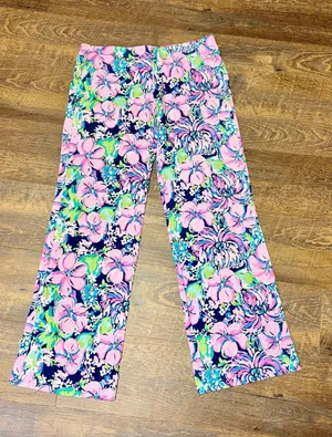 Lilly Pulitzer Georgia May Palazzo Wide Leg Pull On Pant High Tide Size Medium thumbnail 1