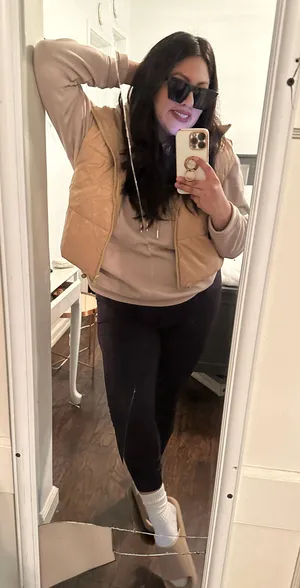 Cropped Puffer Vest Tan Size XL petite thumbnail 2