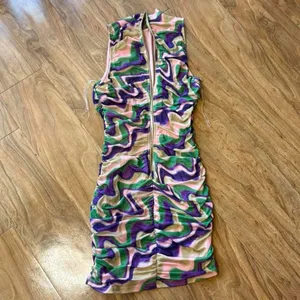 Multicolor Abstract Pattern Dress Pink Size M thumbnail 2