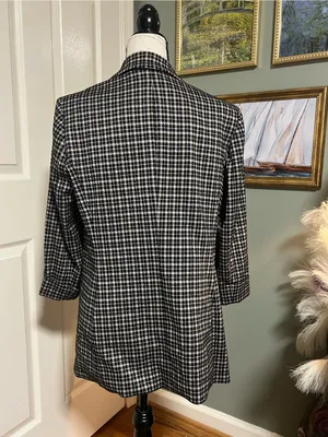 Black Label Structured Blazer SZ M Plaid Minimalist Office Siren Workwear thumbnail 2