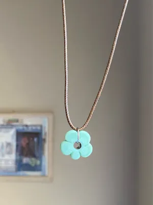 Handmade artisan chunky flower glass bead simple cute fairy boho cottage necklace💐 thumbnail 4