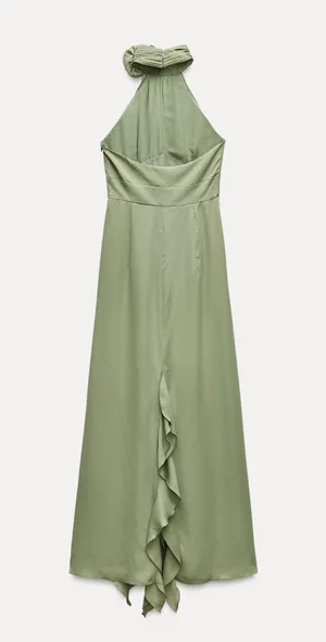 Zara dress maxi bohemian ruffled halter floral scarf wedding evening party thumbnail 15