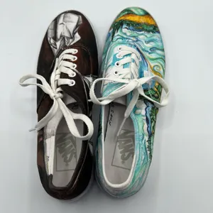 Vans Mens 6.5 Womens 8 Shoes Sneakers‎ Blue Black Art Scenes Customized Skater thumbnail 13
