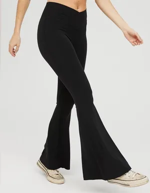 Aerie Offline Real Me high-waisted crossover flare leggings Black size XS thumbnail 1