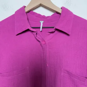 Young Fabulous and Broke‎ Women Cotton Gauze Shirt Dress Small Magenta Lagenlook thumbnail 2