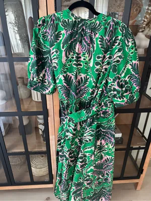 Marie Oliver Rita midi dress wrap kelly green print puff sleeve tie front cotton thumbnail 7