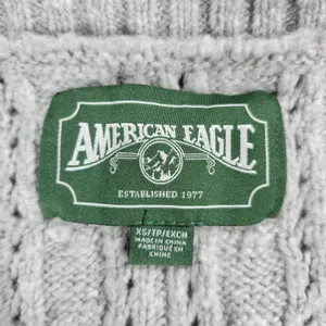 American Eagle Cable Knit Cardigan Sweater XS Gray Crop Button Front Soft Cozy thumbnail 2