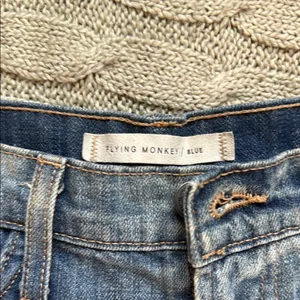 Vervet Flying Monkey Blue High-Waisted Jean Shorts with Frayed Hem thumbnail 2
