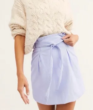 Free People Faux Leather Payton Paperbag Mini Skirt Purple Lavender Size 2 thumbnail 1
