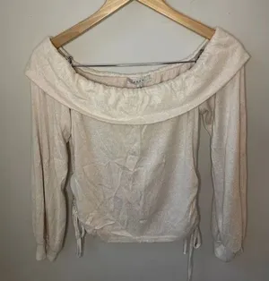 Gaze Cream Off Shoulder Ruched Terry Top Small thumbnail 1