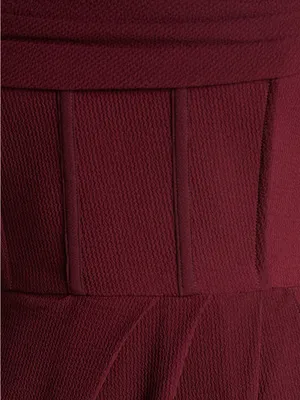 SHOWPO Andrina High Low Wrap Corset Midi Dress In Wine thumbnail 7