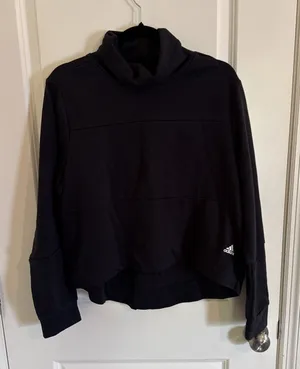 Adidas Women's Sport 2 Street Pullover Turtle Neck Sweatshirt Black Size XL NWT thumbnail 1