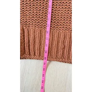 Free People Chunky Knit Turtleneck Sweater Rust Orange Small Cozy BoHo 3086 thumbnail 5