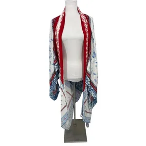 Free People Kiss The Sky Butterfly Kimono M/L Gauzy Bohemian Asymmetrical Hem thumbnail 2