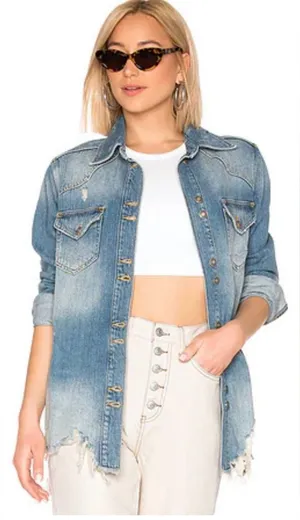 Free People Moonchild Shirt Jacket in Indigo Blue size Small thumbnail 1
