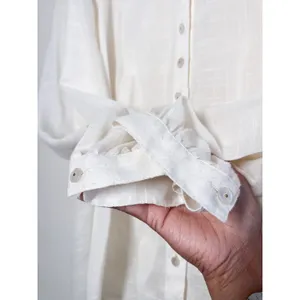 Free People Ivory Button Up High Low Tunic Embroidered Cutout Back M thumbnail 12