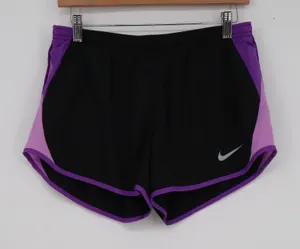 Nike Dri-FIT Womens Running Shorts Black Purple Colorblock Size M thumbnail 1