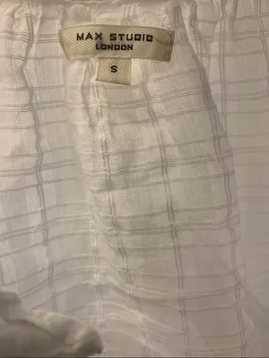 Max Studio White Gauze Peasant Blouse with Lace Insets thumbnail 4