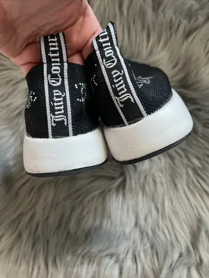 EUC Juicy Couture Black Knit Slip-On Sneakers with White Sole sz 6.5 thumbnail 5