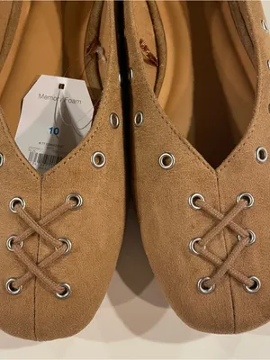 Time & Tru Corset Ballet Flats Faux Suede Sand Slip on Women 10 Cushioned Office thumbnail 10