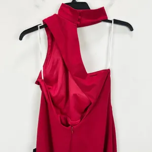Lulus Keep It Interesting Red Asymmetrical Cutout Halter Maxi Dress Long XL NWT thumbnail 9