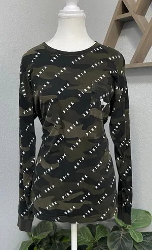 Vs Pink Camouflage Long Sleeve Graphic All Over Print Logo Army Green Y2k thumbnail 1
