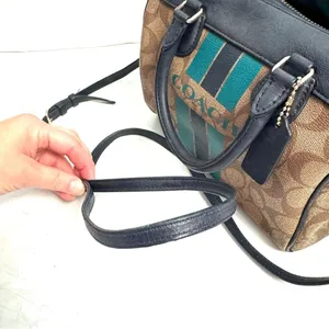 Coach Blue Varsity Stripe Mini Bennet Satchel Bag Purse Crossbody thumbnail 9