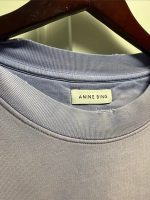 Anine Bing Tyler Sweatshirt in Washed Lavender XL thumbnail 3