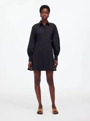 NWT Madewell Cotton Poplin Mini Shirt Dress Black Balloon Sleeve Size 2 thumbnail 11