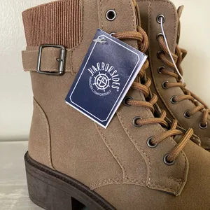 Harborsides Tan Combat Boots w/ Knit Cuff & Buckle – Size 9, NWT thumbnail 2